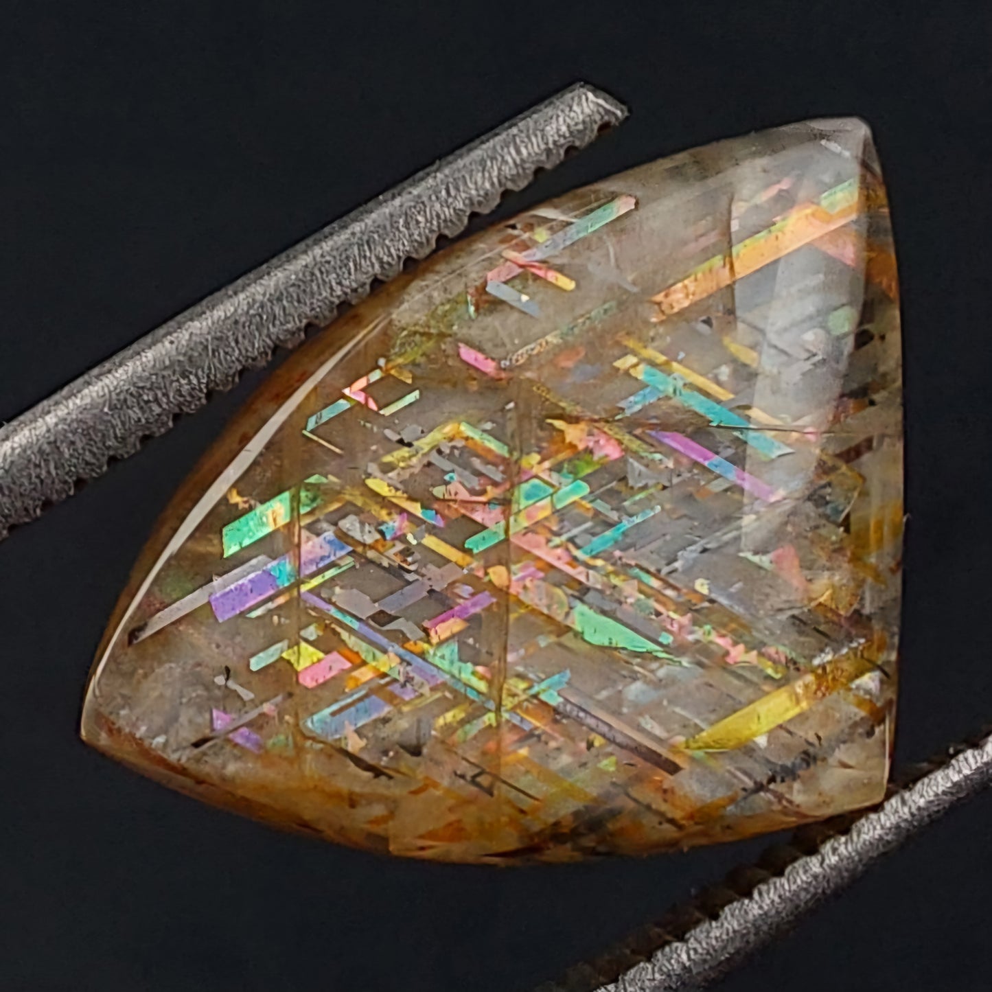 Rainbow Lattice Sunstone Cabochon - GLSC02