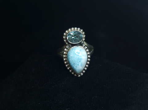 Larimar and Blue Topaz Ring 3SSLBT1