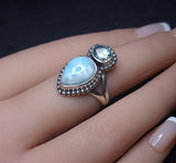 Larimar and Blue Topaz Ring 3SSLBT1