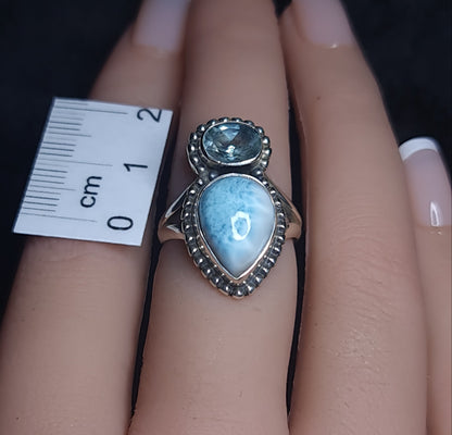 Larimar and Blue Topaz Ring 3SSLBT1