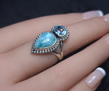 Larimar and Blue Topaz Ring 3SSLBT2