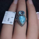 Larimar and Blue Topaz Ring 3SSLBT2