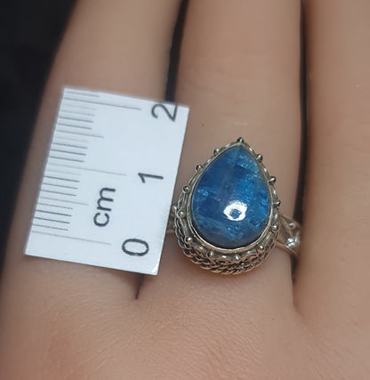 Blue Apatite Teardrop Ring 3SSBAR