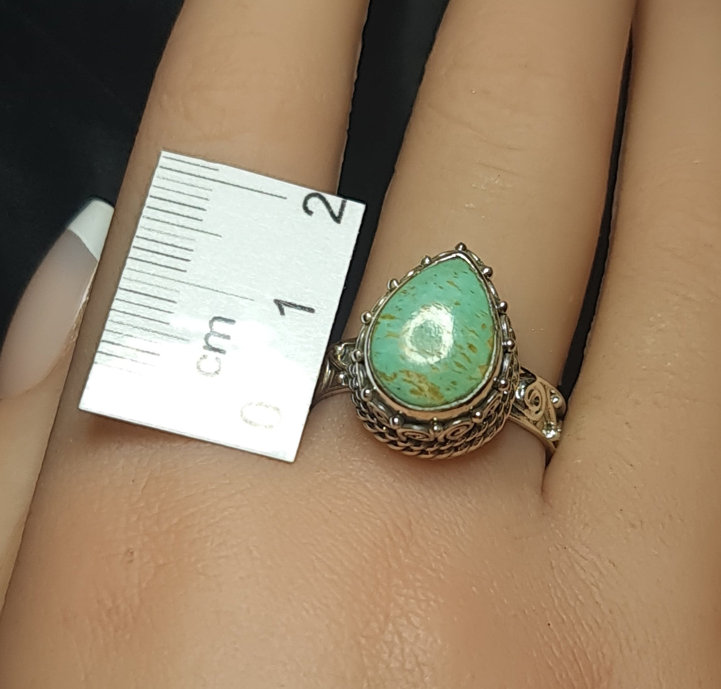 Turquoise Teardrop Ring 3SSTQTR