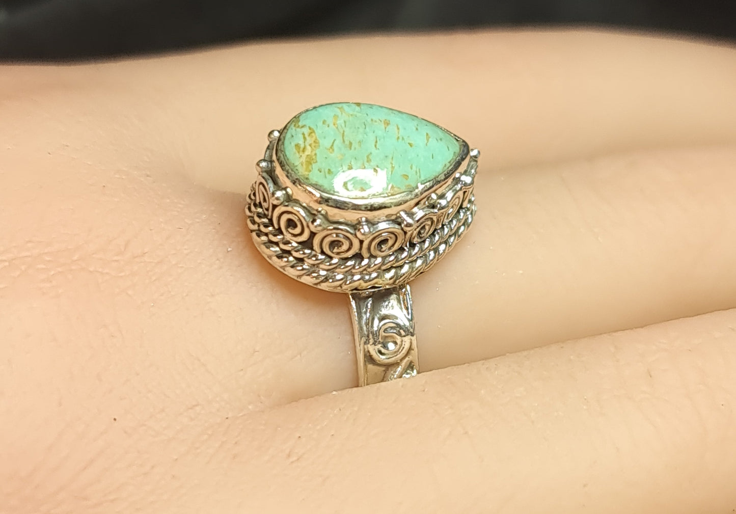 Turquoise Teardrop Ring 3SSTQTR