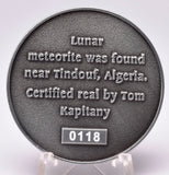 LUNAR METEORITE NWA in COLLECTORS COIN 11273 Found 2017 Algeria MT16