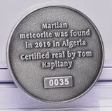 MARTIAN METEORITE in COLLECTORS COIN, NORTH WEST AFRICA 13190 MT99