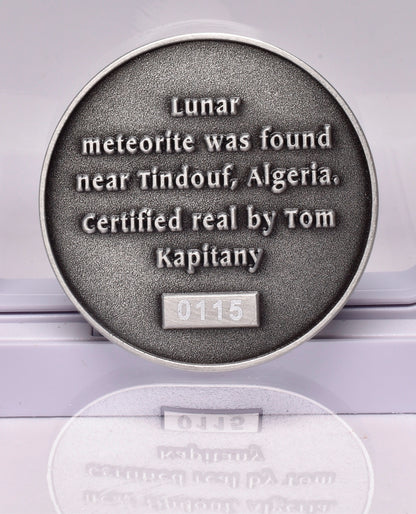 LUNAR METEORITE NWA in COLLECTORS COIN 11273 Found 2017 Algeria MT101