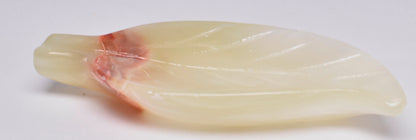 GREEN ONYX CARVED LEAF SHAPED DISH P173