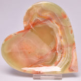 GREEN ONYX CARVED HEART SHAPED DISH P62