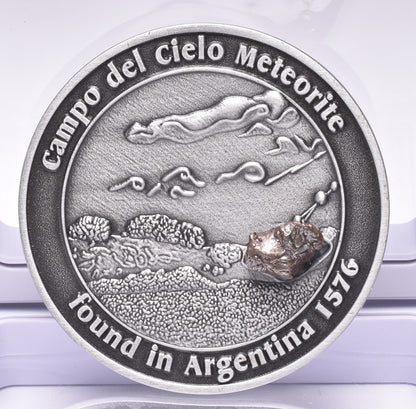 CAMPO DEL CIELO METEORITE in COLLECTORS COIN NUMBER 0003 MT18