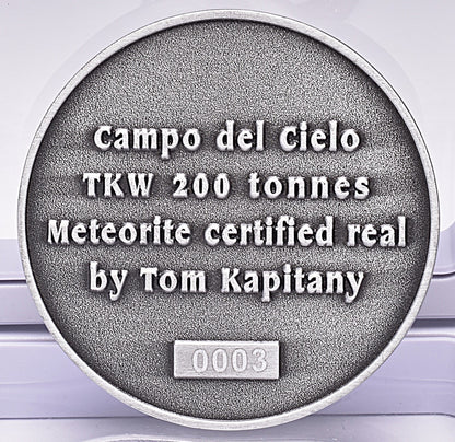 CAMPO DEL CIELO METEORITE in COLLECTORS COIN NUMBER 0003 MT18