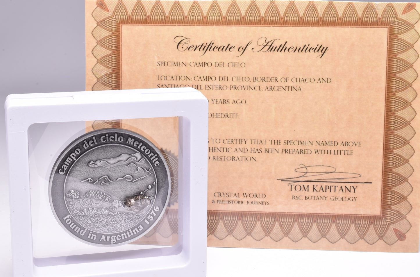 CAMPO DEL CIELO METEORITE in COLLECTORS COIN NUMBER 0003 MT18