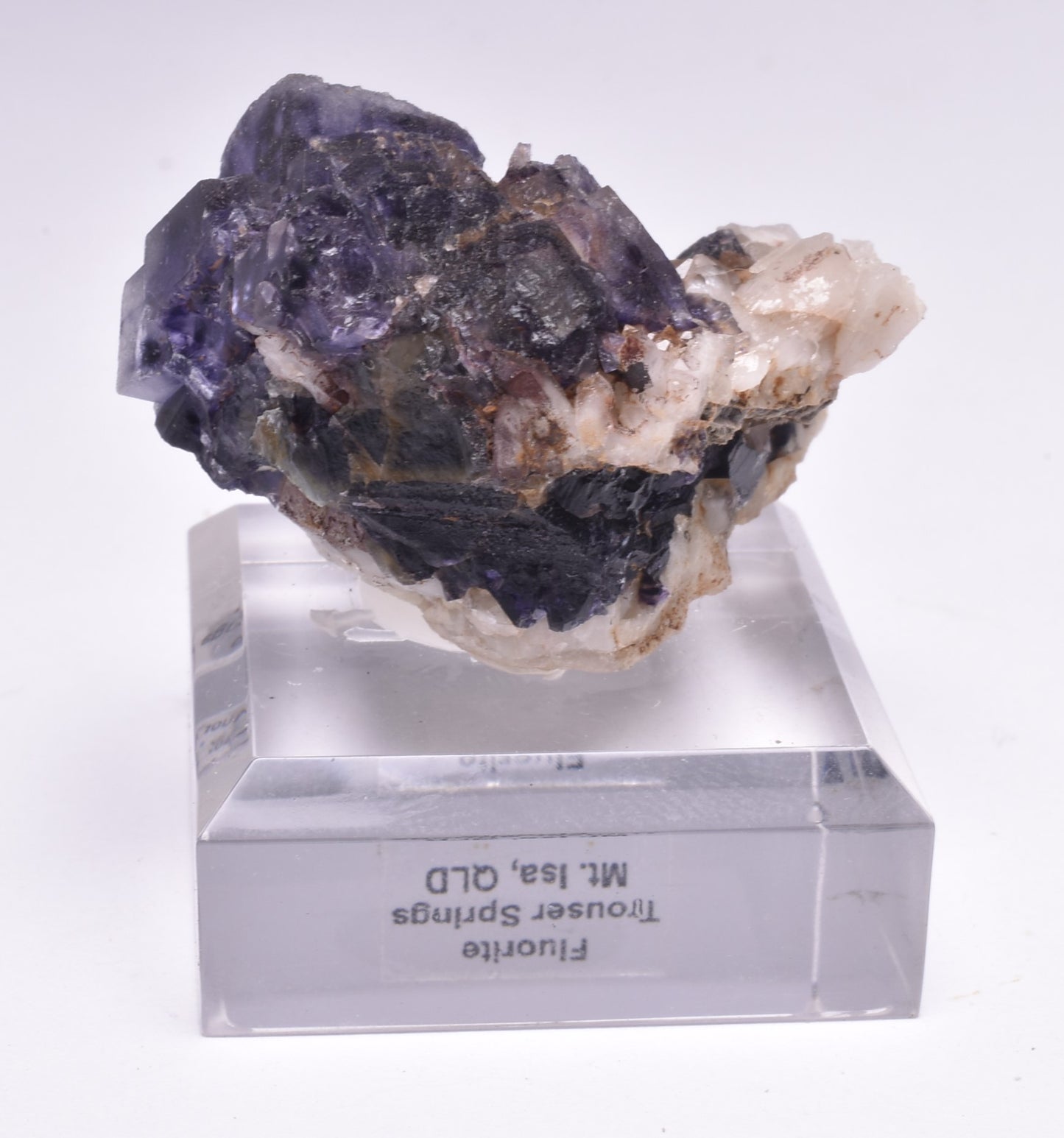 FLUORITE NATURAL FORM ON STAND MINERAL, MT ISA, QLD, AUSTRALIA M129