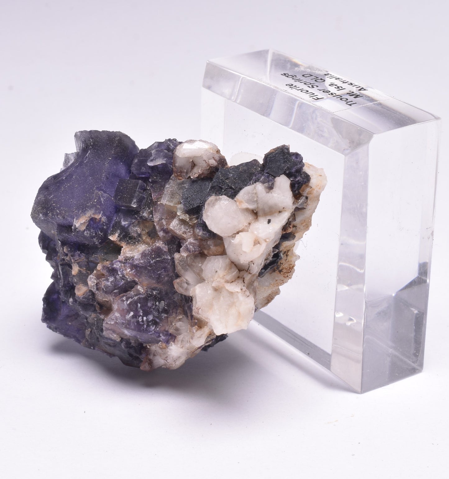 FLUORITE NATURAL FORM ON STAND MINERAL, MT ISA, QLD, AUSTRALIA M129