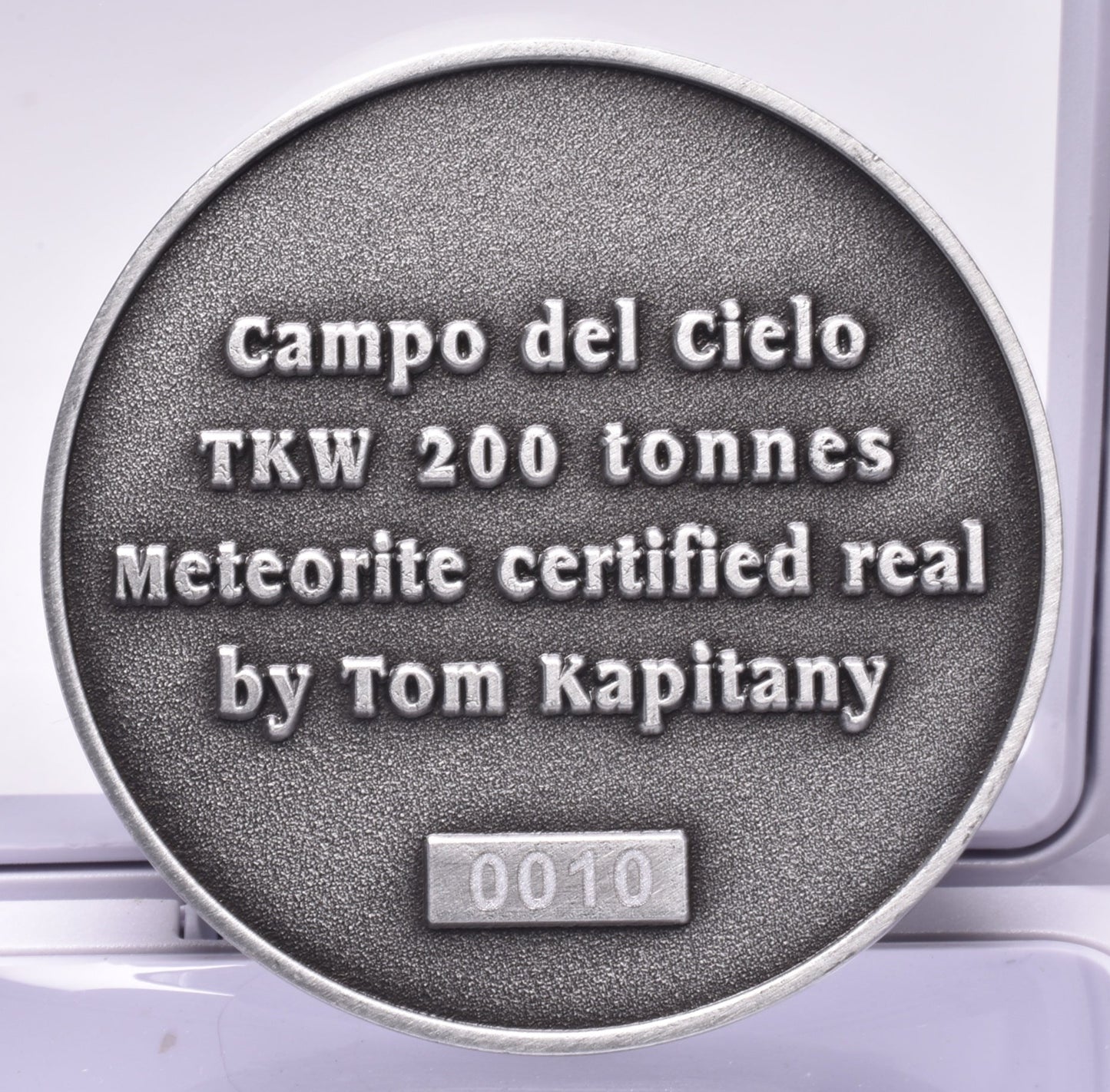 CAMPO DEL CIELO METEORITE in COLLECTORS COIN NUMBER 0010 MT181