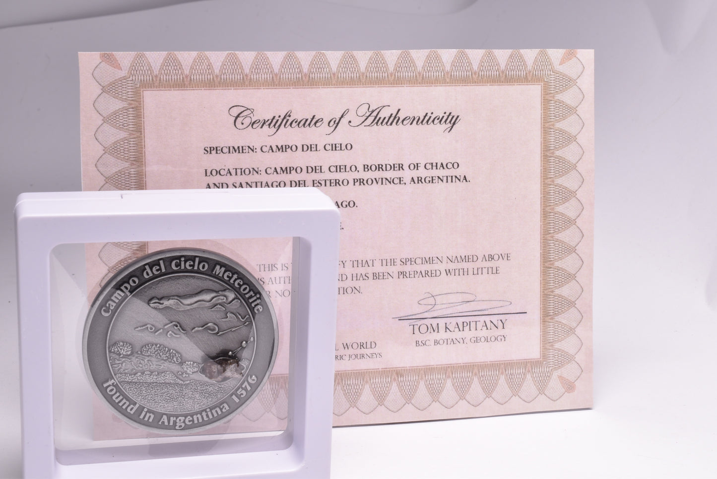 CAMPO DEL CIELO METEORITE in COLLECTORS COIN NUMBER 0014 MT182