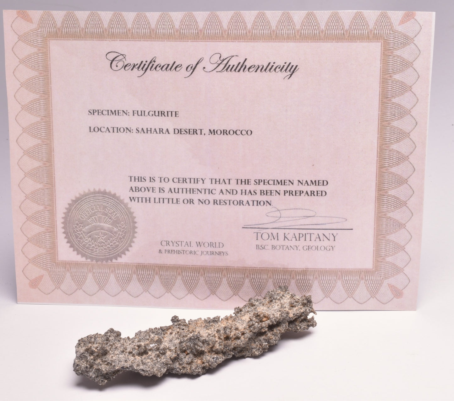 FULGURITE LIGHTNING STRIKE GLASS MOROCCO MT192