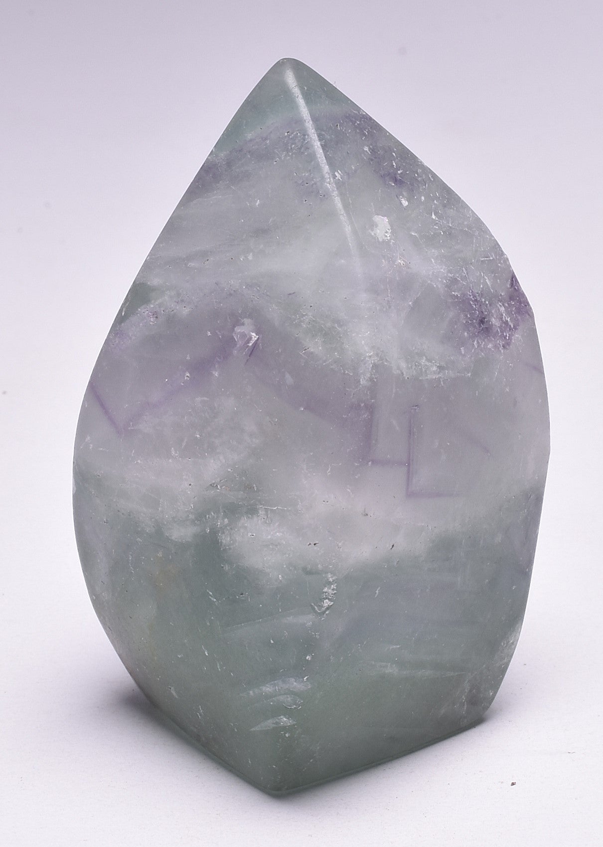 FLUORITE CRYSTAL CARVED FLAME P1033