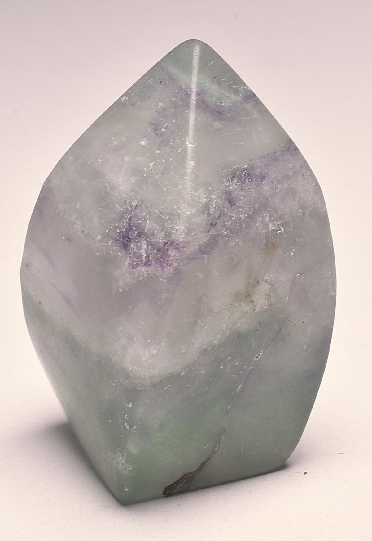 FLUORITE CRYSTAL CARVED FLAME P1033