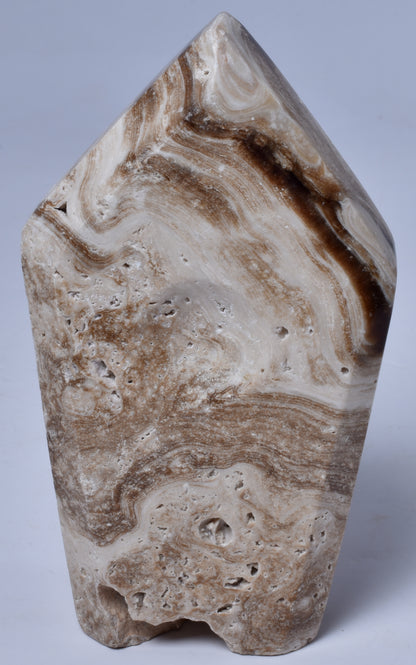 TRAVERTINE SPHERE HOLDER CARVING P175