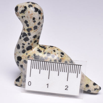 CRYSTAL DALMATION JASPER DINOSAUR CARVING P50