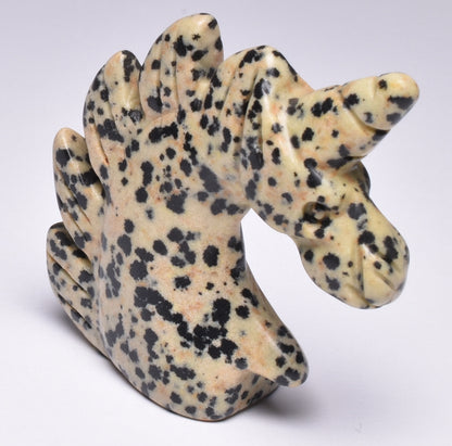 DALMATION JASPER  UNICORN CARVING  P52