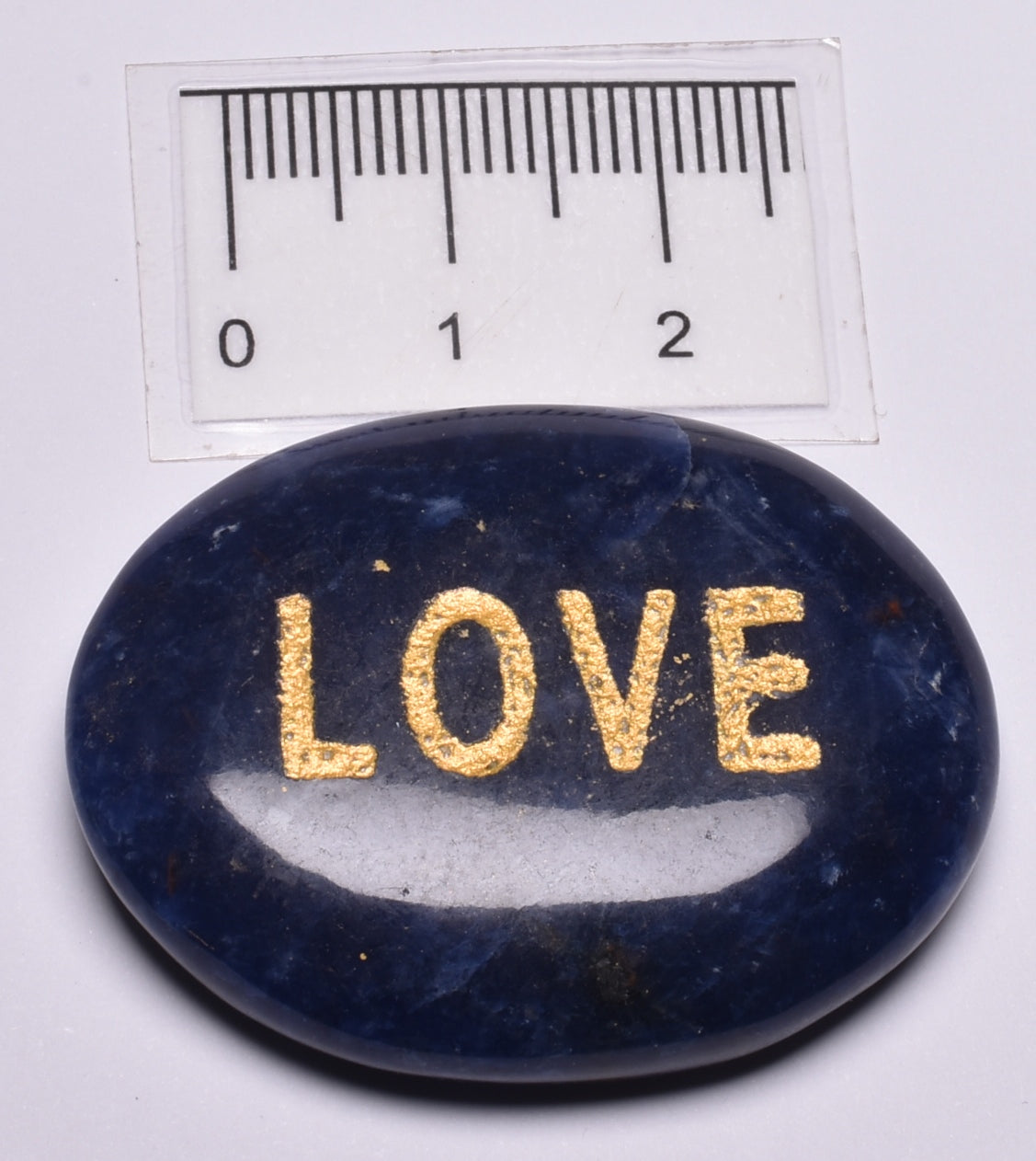 INSPIRATIONAL SODALITE LOVE ENGRAVED CRYSTAL PALM STONES P55