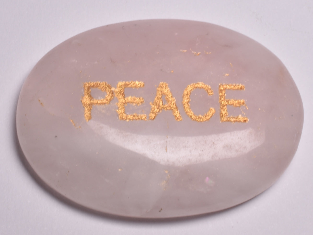 INSPIRATIONAL ROSE QUARTZ PEACE ENGRAVED CRYSTAL PALM STONE P66