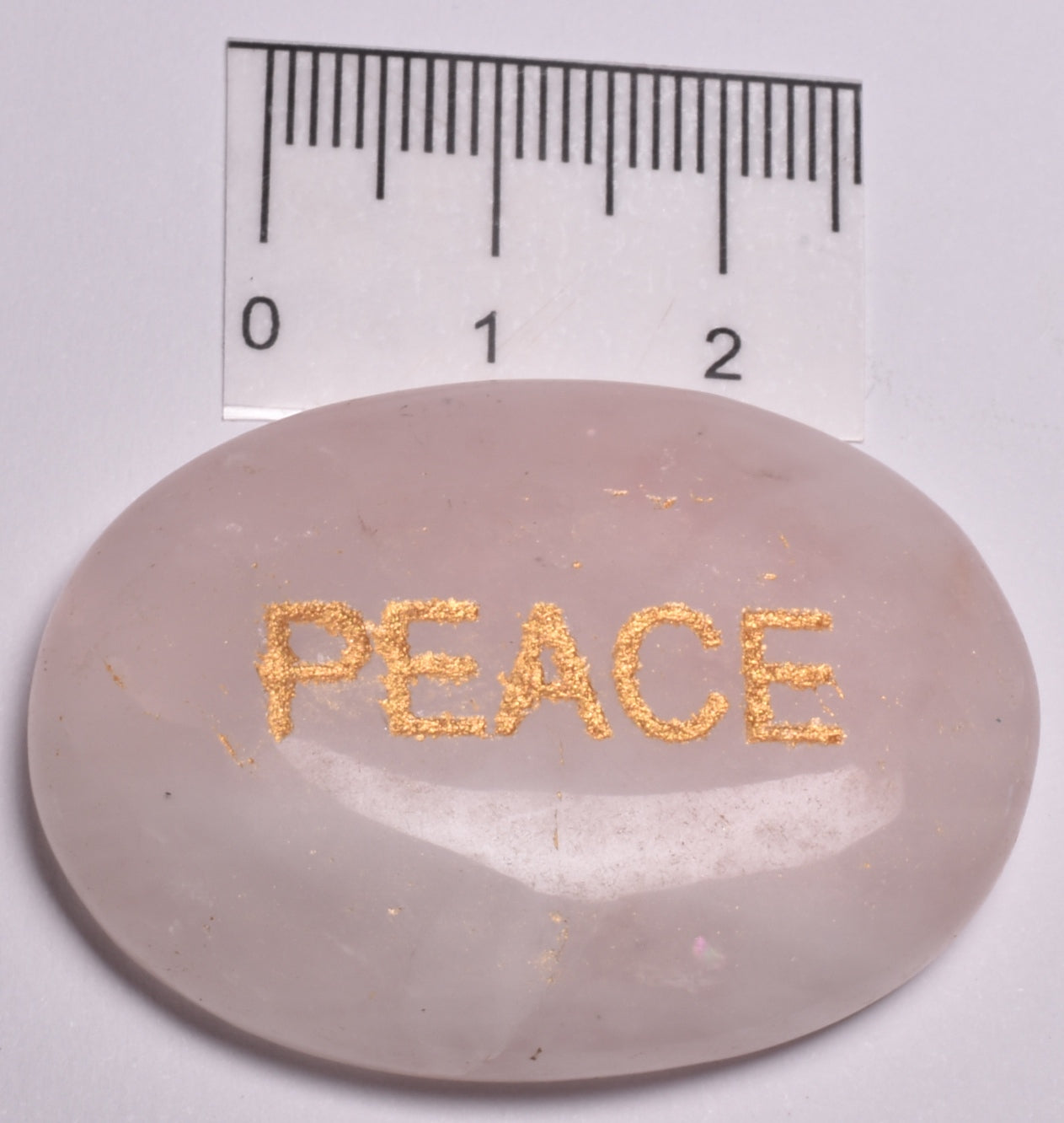 INSPIRATIONAL ROSE QUARTZ PEACE ENGRAVED CRYSTAL PALM STONE P66