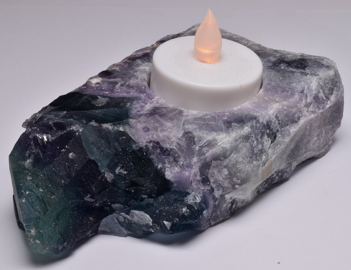 FLUORITE CRYSTAL TEA LIGHT HOLDER P19