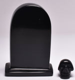 BLACK OBSIDIAN TOMBSTONE AND SKULL P952