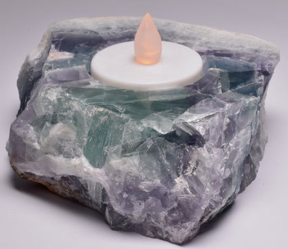 FLUORITE CRYSTAL TEA LIGHT HOLDER P967