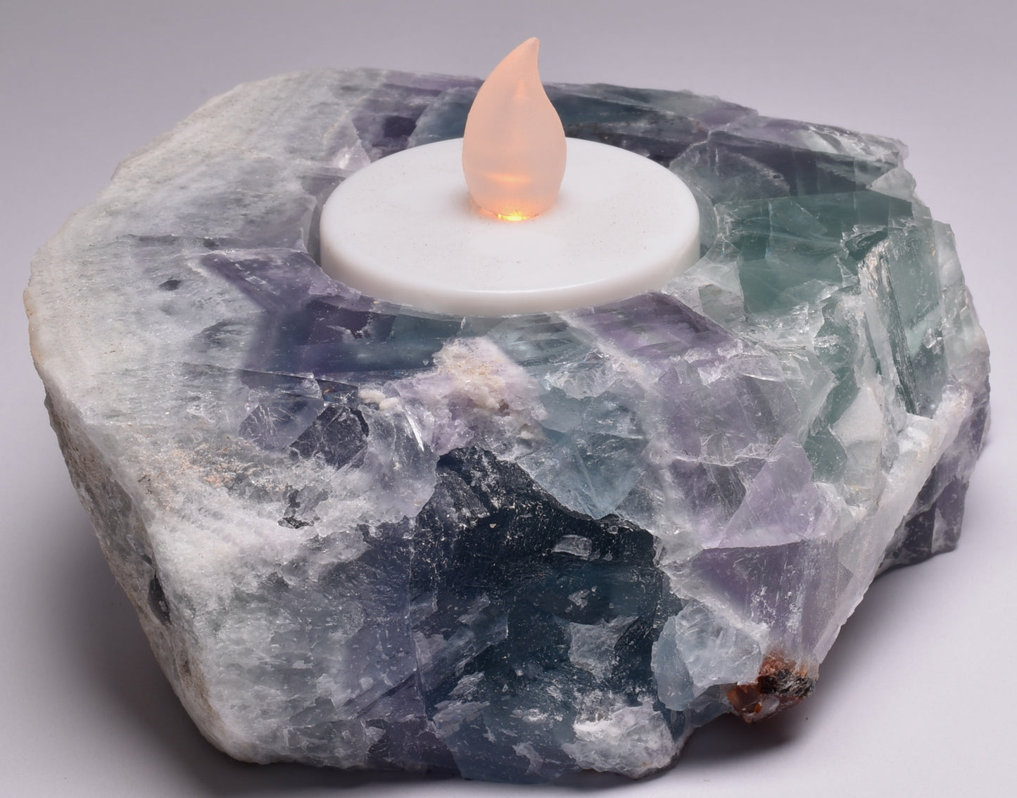 FLUORITE CRYSTAL TEA LIGHT HOLDER P967