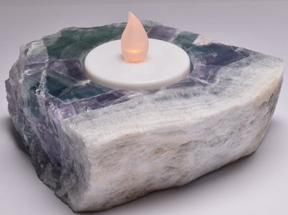 FLUORITE CRYSTAL TEA LIGHT HOLDER P967