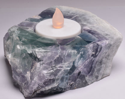 FLUORITE CRYSTAL TEA LIGHT HOLDER P967