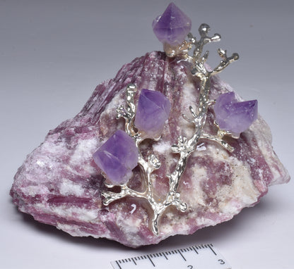 PINK TOURMALINE with AMETHYST TREE P1071