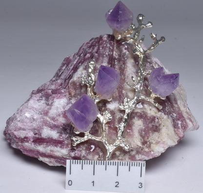 PINK TOURMALINE with AMETHYST TREE P1071