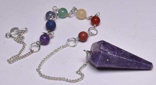 CHAKRA CRYSTAL LEPIDOLITE PENDULUM P1086