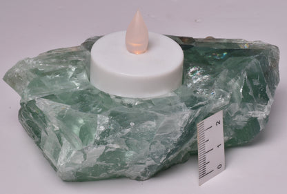 FLUORITE CRYSTAL TEA LIGHT CANDLE HOLDER P431