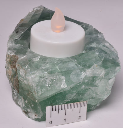 FLUORITE CRYSTAL TEA LIGHT CANDLE HOLDER P431