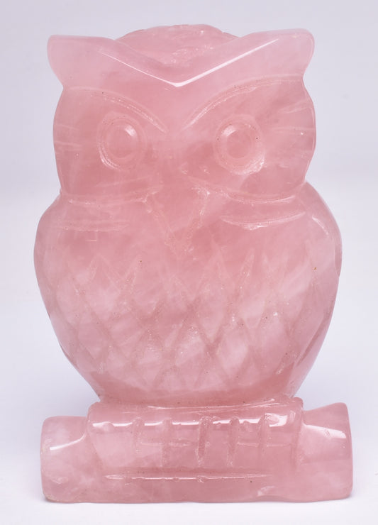 ROSE QUARTZ CRYSTAL CARVED OWL P593