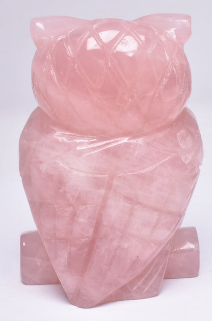 ROSE QUARTZ CRYSTAL CARVED OWL P593