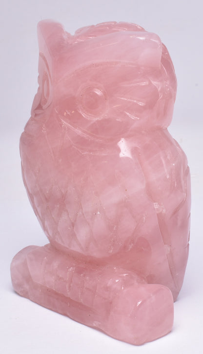 ROSE QUARTZ CRYSTAL CARVED OWL P593