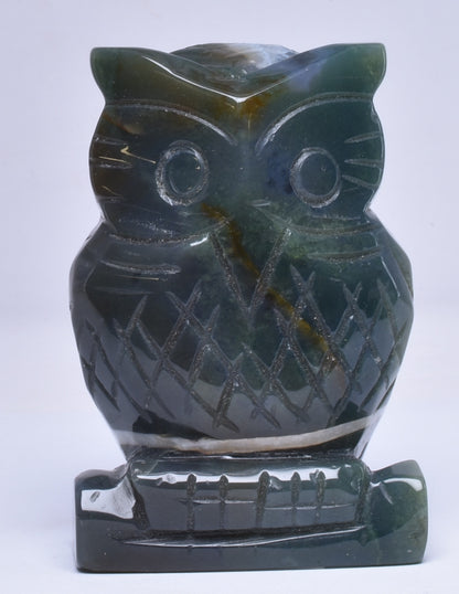 BLOOD STONE CRYSTAL CARVED OWL P595