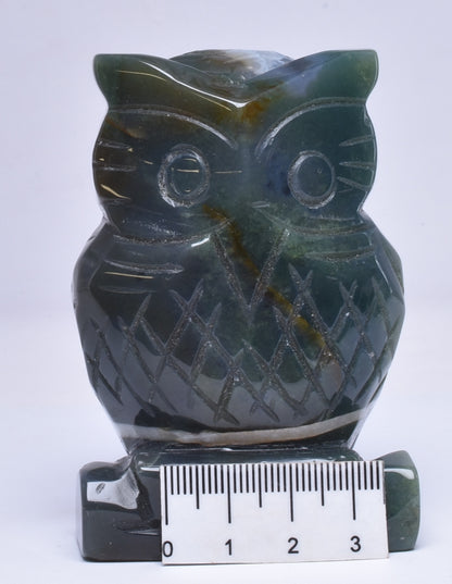 BLOOD STONE CRYSTAL CARVED OWL P595