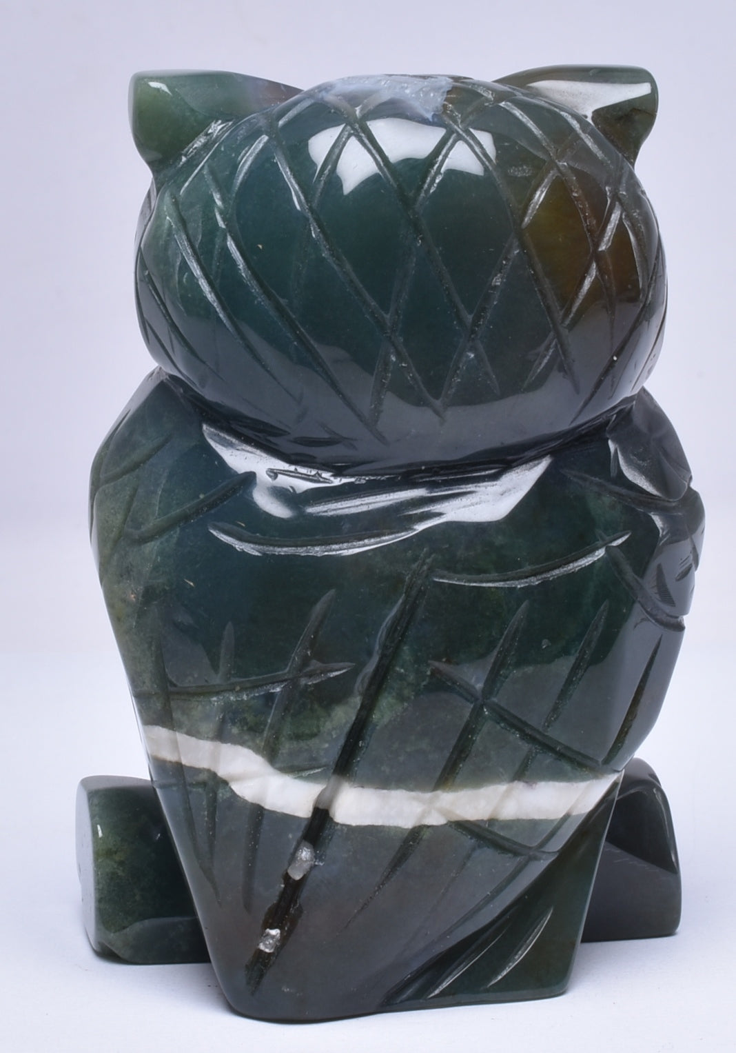 BLOOD STONE CRYSTAL CARVED OWL P595