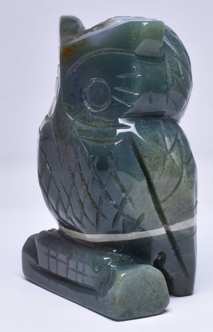 BLOOD STONE CRYSTAL CARVED OWL P595