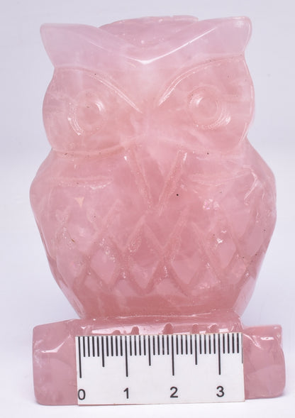 ROSE QUARTZ CRYSTAL CARVED OWL P1132