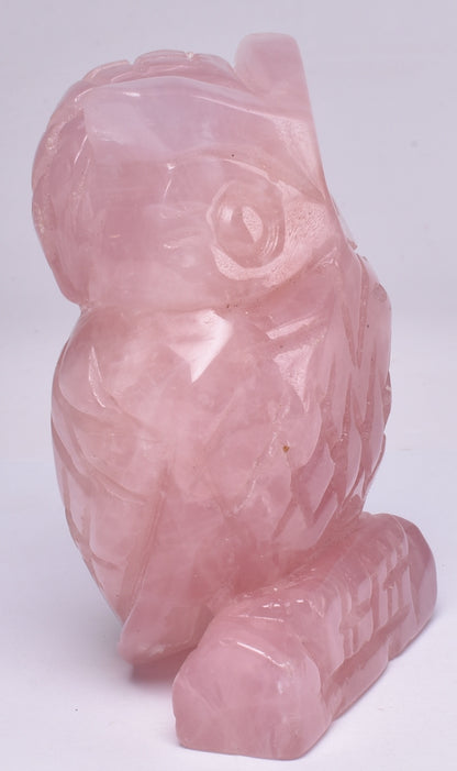 ROSE QUARTZ CRYSTAL CARVED OWL P1132